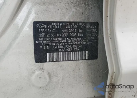 2017 Hyundai Elantra Se из США, поврежденный, VIN KMHD84LF2HU402541